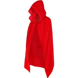Kids Halloween Christmas Costumes Cape Velvet Hooded Cosplay Party Cloak Wizard Robe (Red(Thick)) US-9