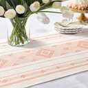 3 x OTOSTAR Pink Table Runner 13x72 Inches Boho Rustic Table Runner with Tassels Farmhouse Kitchen Dining Macrame Table Decoration for Christmas Home Wedding Party Birthday Holiday Decor (Pink)