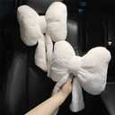 LYFJMUS 4 Pack Plush Bow Car Headrest Pillow and Lumbar Support Pillow Soft Butterfly Car Neck Pillows for Driving Cars Decor