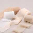 Handmade Fringe Chiffon Silk-Like Ribbon 1.5" x 3Yd Sand Color Shade Ribbons Sample Swatch Chart for Wedding Invitations, Bouquets, Gift Wrapping(Nude/Cream/Sand/Ivory)