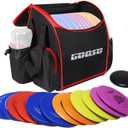 Disc Golf Set with Bag - 12 PCS Flying Disc Golf Discs for Beginner with Putter, Midrange, Driver | Portable Disc Golf Backpack Holds 28+ Discs Free Stand Bag Design for Convenient Use (Red)