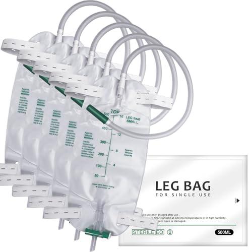 Pack of 4 500ml Leg Bag with 18” Tubing – Portable & Wearable for Outdoor Activities, Travel, and On-The-Go – Leak-Proof with Adjustable Straps for Easy Drainage, Green