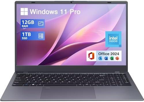 UOWAMOU Laptop Computer 15.6 inch, Intel Quad Core N95, 16GB LPDDR5 RAM 512GB NVMe SSD Laptop with FHD IPS Display, WiFi 5, BT5.0, USB Type C and Fingerprint