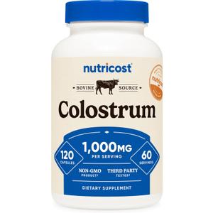 Nutricost Colostrum 1000mg, 120 Capsules - Gluten Free & GMO Free, 60 Servings