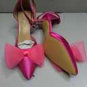 LIURUIJIA Women's Closed Toe Bow Heels Ankle Strap Pointed Toe Satin Low Heel Pumps Comfortable Wedding Bridal Party Prom Dress Shoes Light Pink 41 US 9.5