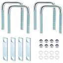 4 Pack Square U Bolt for 3 Inch Wide Leaf Spring, Galvanized Steel U Bolt Brackets with Plates, 5" Long x 3-1/8" Wide x 5/8" Diameter, Fit for Truck, Trailer and Boat