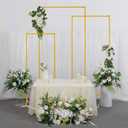 Vincidern Square Wedding Arch Backdrop Stand Set of 3 (6.6FT,5.9FT,4.9FT),Metal Arch Backdrop Stand for Birthday Party Wedding Graduation Backdrop Decorations, Gold