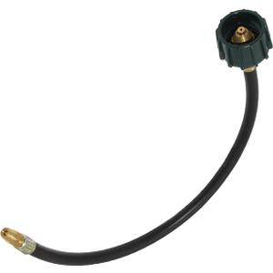 Flame King 18-inch Pigtail Hose Connectors, 1/4" Male Inverted FLARE (NOT NPT) for RV, Van or Trailer, Propane Tank 2-Stage Auto Changeover Regulators, Black/Green