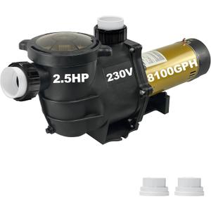 2.5HP Two Speed Inground Pool Pump 230V 8100 GPH 72ft 2 inch | 230V Dual-Speed Pool Motor, 8100 GPH Flow Rate, 72ft Hmax, 2 inch Port with 1.5 inch and 2 inch Fittings Centrifugal Pumps