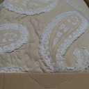 Oversized King Bedspread 128x120 Extra Wide, Textured Paisley Appliqué Quilt Set King/Cal King, Lightweight Reversible Jacquard Coverlet, Scalloped Edge - Classic Look, 3 Piece, Ivory Yellow