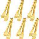 JCREN Serving Tongs 6 Pack Stainless Steel Buffet Tongs Kitchen Tongs, Small Tongs Gold Tongs Serving Utensils for Party Catering, Gold,7 Inch
