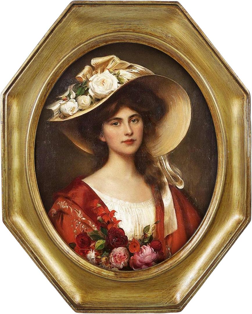 SIMON'S SHOP Vintage 8x10 Picture Frame for Wall and Tabletop, Brushed Gold Finish Octagon Shaped Frame Display Oval 8x10 Photos Vertically or Horizontally