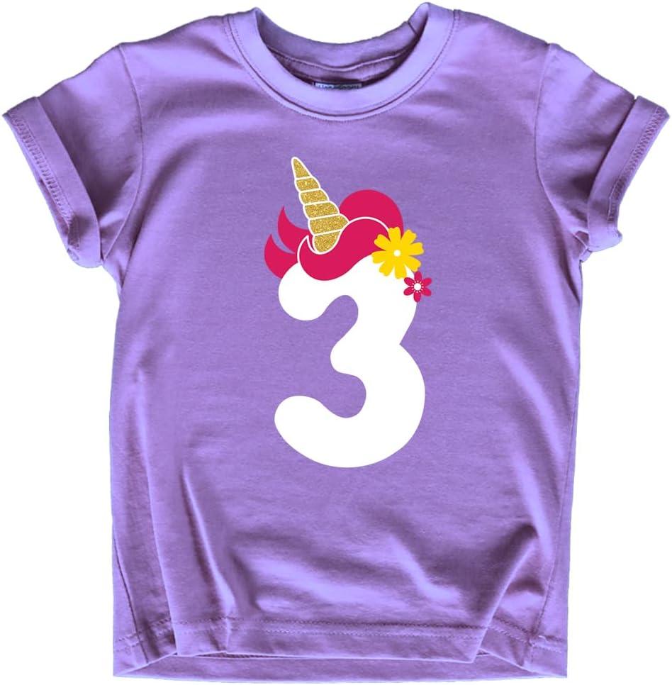 3rd Birthday Girl Outfit Unicorn 3 Year Old Toddler Third Birthday Girl Shirt 3t (Purple)