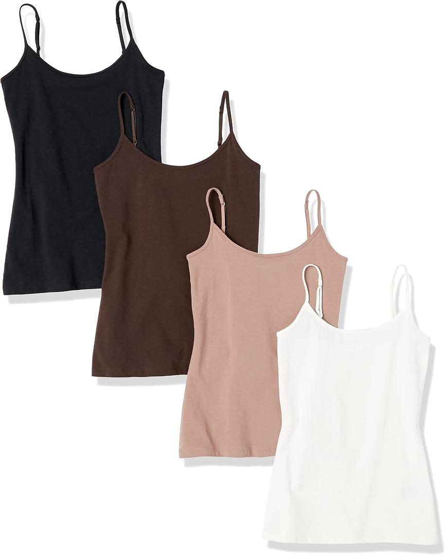 Amazon Essentials Women's Slim-Fit Camisole for Layering and Everyday Wear, Pack of 4 M