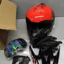 Full Face Dirt Bike Helmet DOT Certified - Complete Adult ATV Helmet Kit with Goggles, Gloves & Mask, Adjustable Visor, Quick Release (Black, S)