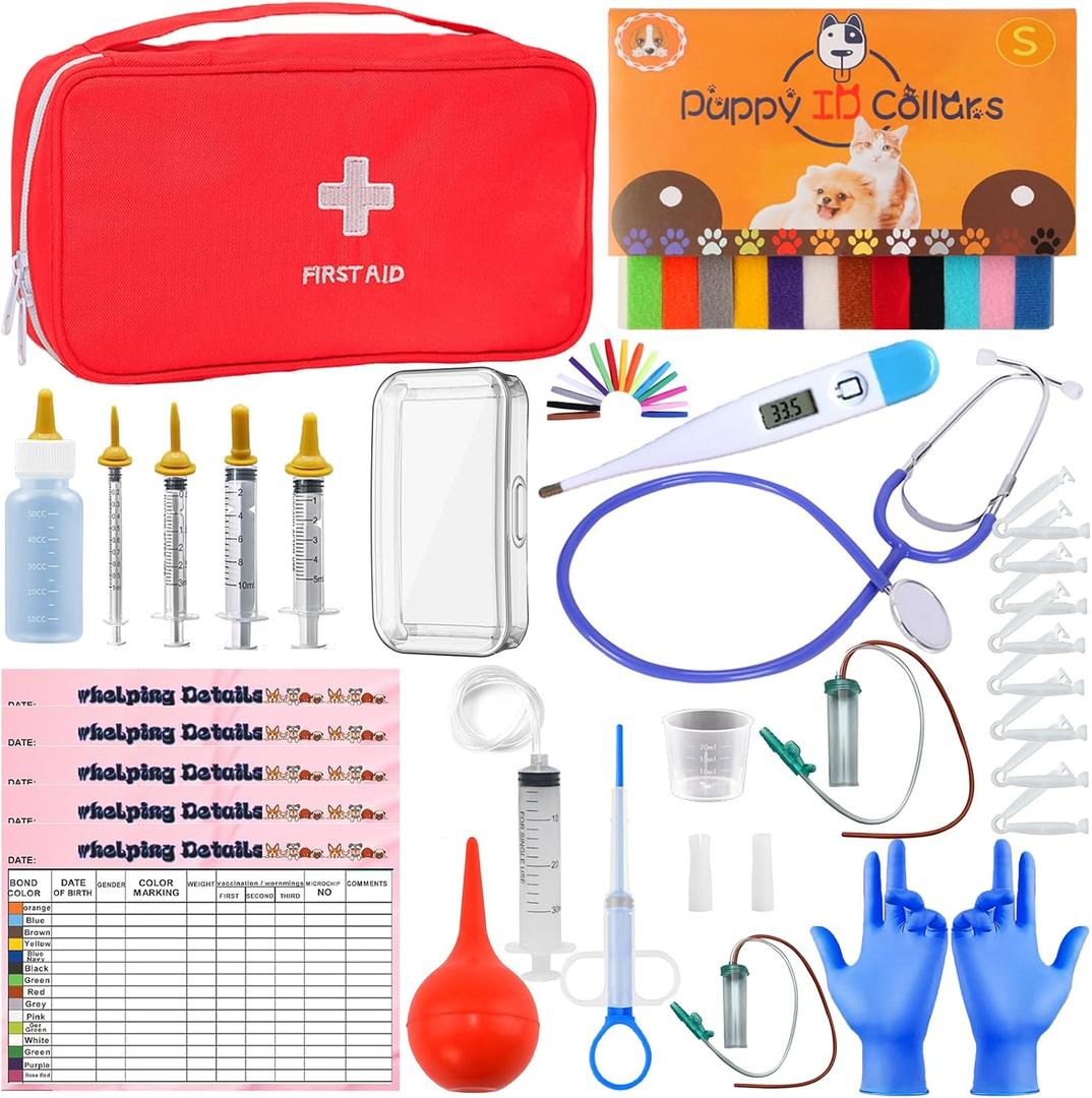 kewen Puppy Kitten Whelping Supplies, Whelping kit for Puppies Birth,Kitten Supplies,Dog Supplies,Puppy kit,Kitten Bottle Feeding kit for New Born Puppy Supplies and Kitten (Whelping Kit)