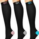 CHARMKING Compression Socks for Women & Men Circulation (3 Pairs) 15-20 mmHg is Best Support for Athletic Running Cycling (Large-X-Large, Grey/Pink/Blue)