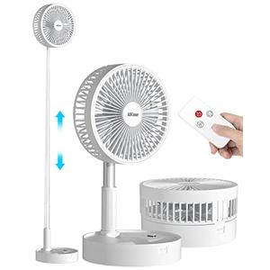 AICase Stand Fan,Folding Portable Telescopic Floor/USB Desk Fan with 10800mAh Rechargeable Battery,4 Speeds Super Quiet Adjustable Height and Head Great for Office Home Outdoor Camping-White