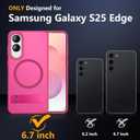 SPIDERCASE Magnetic for Samsung Galaxy S25 Edge Case, [3 Stand Ways][ Military Grade Drop Protection] with Invisible Stand Shockproof Slim Case for S25 Edge 5G,Rose Red
