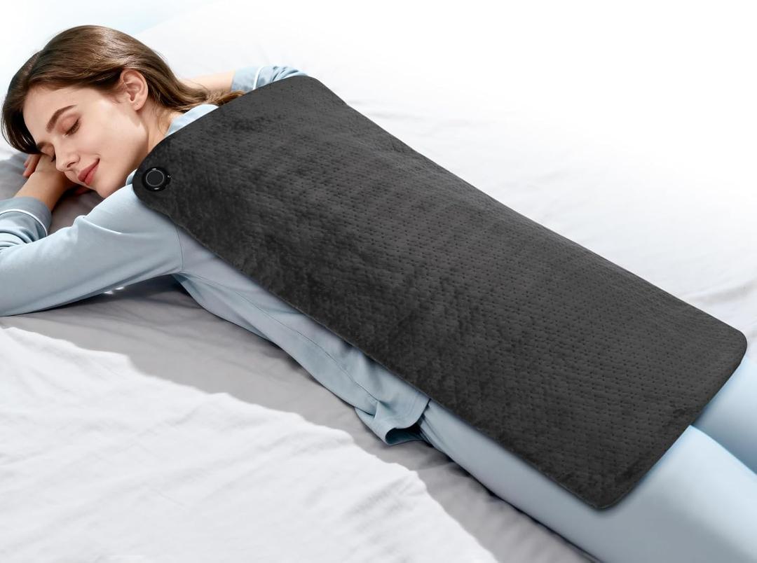 24V Heating Pad  Portable Electric Heat Pad with 6 Heat Settings, Auto Shut Off, Super Soft for Back, Neck, Cramps, Shoulders, Christmas Gifts for Mom, Dad, Women, Men(15" x 30") (Grey)