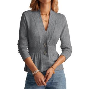 GRACE KARIN Women 2025 Button Down Lightweight Cardigan Casual Open Front Sweater Crochet Tops Knitted Coat, M