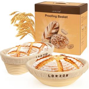 Banneton Bread Proofing Baskets Set of 2, 10" Round & 11" Oval Sourdough Proofing Baskets with Liners, Proofing Baskets for Sourdough Bread Baking (Rattan)