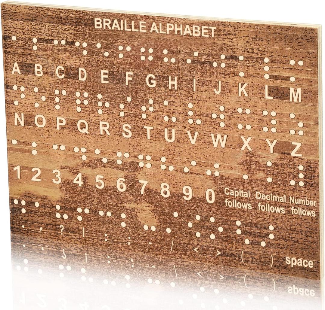 party greeting Large Wood Braille Alphabet Board Fingerboard Braille Alphabet and Number Board 12.88.46 In Wood Carved Raised Dot Educational Tool Game Teaching for Blind Visually Impaired Blind Gift