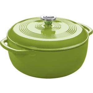 Lodge 6 Quart Enameled Cast Iron Dutch Oven with Lid  Dual Handles  Oven Safe up to 500 F or on Stovetop - Use to Marinate, Cook, Bake, Refrigerate and Serve  Avocado