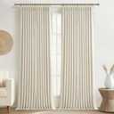 Pleated Extra Wide 70 Inch Bedroom Curtains 96 Inches Long 2 Panels, Cream Memory Trained Pinch Pleat Blackout Dual Layer Linen Soundproof Thermal Farmhouse Windows Drapes for Living Room 8 FT Length Cream, 70"W x 96"L (Pack of 2)