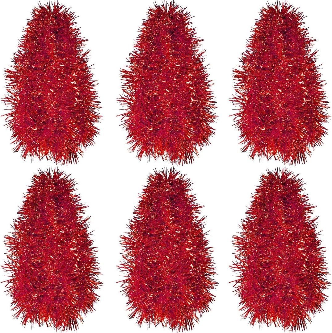 Shappy 90 Ft 6 Rolls Wedding Tinsel Garland Decor Glitter Metallic Twist Garland Wedding Summer Luau Birthday Party Indoor Outdoor Hanging Home Decor(Red)