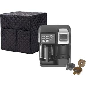 SHANGSKY Coffee Maker Cover for Keurig K Duo and Coffee Machine Dual Brew, Universal Waterproof Cover for Kitchen Appliances, Anti-impact Cotton Dust Cover with 2 Pockets, 12.6''Wx12.2''Dx14.2''H