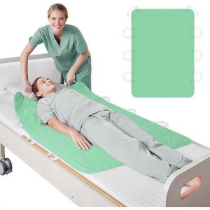 Washable Bed Pad for Incontinence: Waterproof Bed Pads with 8 Handles, Reusable Bed Underpads, Positioning Transfer Board Bed Pads for Elderly Adult,Incontinence,Bedridden,Hospitals, 34x52 in (Green)