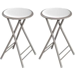 Lavish Home Folding Stool - Set of 2 Counter Height Bar Stools 24-Inch Backless Folding Chairs with 225lb Capacity for Kitchen, Rec Room, or Game Room (White)