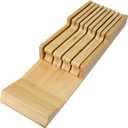 RoyalHouse Bamboo In-Drawer Knife Block,Knife Block without Knives, Fit for 9 Knives, Perfect for Home and Chefs, Premium Knife Holder, Gifts, Housewarming