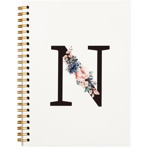 QUICQOD Spiral Notebook,Letter N Notebook,Initial Reading Journaling Notebooks,Monogram Gifts,Hardcover Spiral Notebook 5.5x8.3