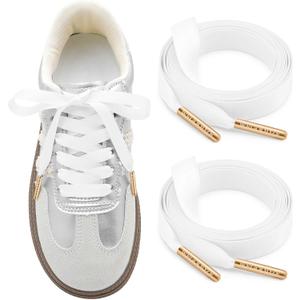 Satin Shoe Laces for Sneakers: 2 Pairs 1 CM Wide Silk Ribbon Shoelaces