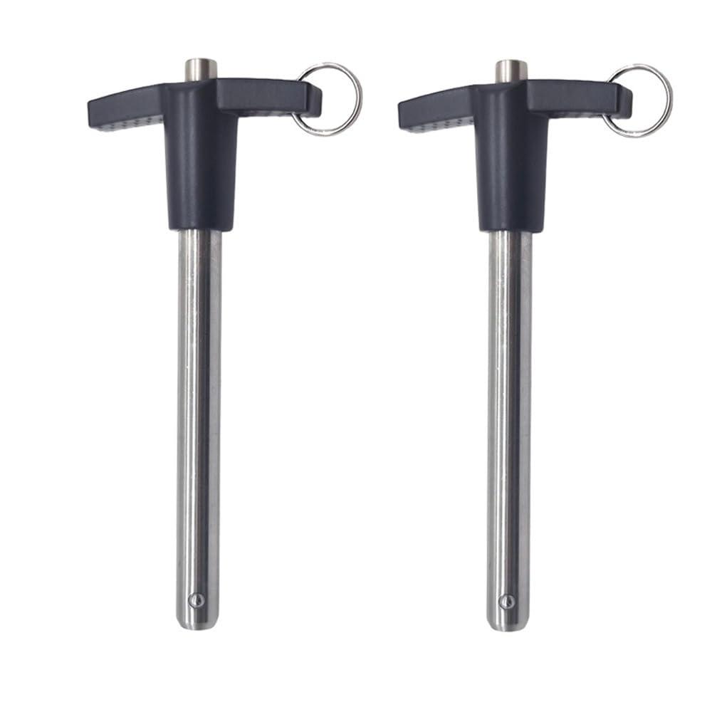 Vite 2pcs T-Handle Ball Locking Pins, 304 Stainless Steel Grip Push-Button Locking Quick Release Pin with Rope (Dia:7/16 inch, Usage Length:3 inch)