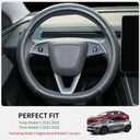 Uxcer Carbon Fiber Leather Steering Wheel Cover for Tesla Model 3/Y 2016-2025 2026 Juniper/Highland, Non-Slip Breathable Steering Wheel Protector for Tesla Model 3/Y Accessories 2026