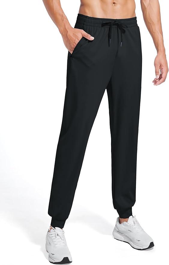 Tall Mens Joggers Inseam Extra Long Sweatpants with 3 Zipper Pockets Lightweight Athletic Pants, Size L