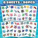 6 x Pre-Cut Turtle Temporary Tattoos - Under The Sea Creatures Ocean-Themed Stickers for Kids' Birthday Party Supplies, Decorations, Favors, and Prizes - Turtle Party Decorations