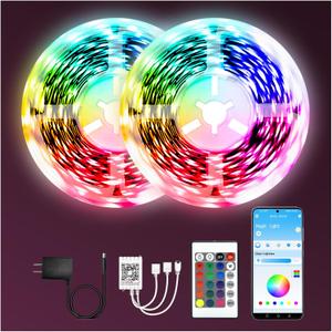dalattin Led Lights for Bedroom 130ft(2 Rolls of 65.6ft), Led Lighting with Remote&App Control, Color Changing Led Lights for Room, RGB Led Strip Lights Music Sync, Home Decor, 24V Power Supply
