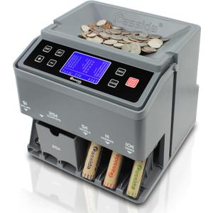 Cassida C300 Professional USD Coin Counter, Sorter and Wrapper/Roller, 300 coins/min, with Quickload and Printing-Compatible,Gray, Portable