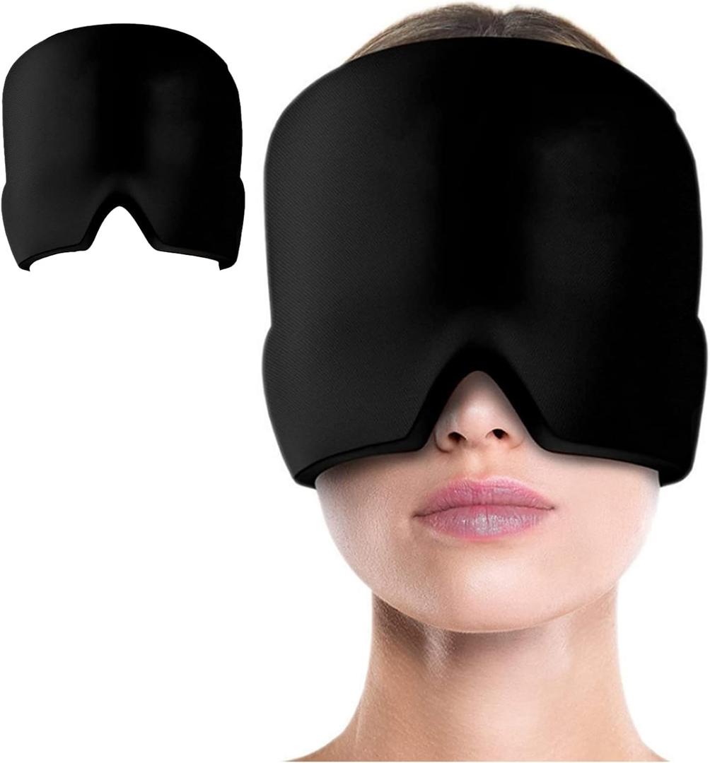 Migraine Relief Cap, Headache Relief Hat for Migraine Cap, Hot and Cold Therapy, Headache Eyes Mask for Stress Relief, Ice Pack Head Wrap for Sinus, Puffy Eyes, Tension,Black