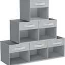 DIMJ Storage Cubes, 11x 11 inch Cube Storage Bin, 6 Pack Closet organizers and storage Bins with Window, Collapsible Baskets with Handle for Shelves, Clothes, Toys, Books (Grey) (Gray)