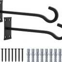 10inch Heavy Duty Plant Hangers Outdoor or Indoor Bird Feeder Hanger Shepherd Hooks 2pcs Black Metal Wall Hook for Hanging Plant Bracket, Lantern, Flower Basket, Wind Chimes