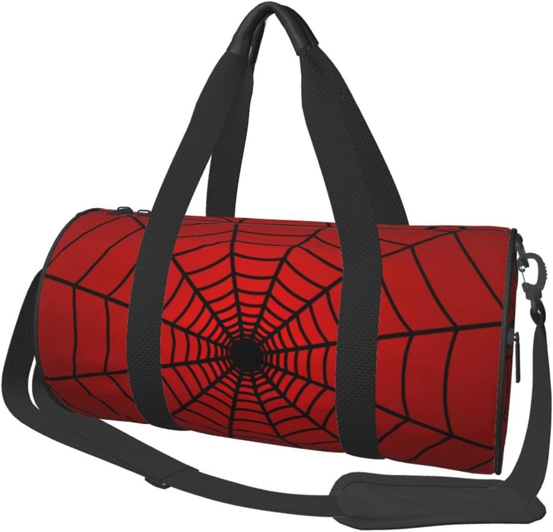 Red Spider Web Sports Gym Duffel Bag for Men Women Weekender Travel Workout Training Handbag Water Resistant One Size