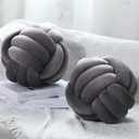 Namalu 2 Pieces Knot Ball Pillows Round Plush Aesthetic Cushion Pillows Soft Stress Relieving Cute Decorative Knotted Pillows for Kids Bed Sofa Bedroom Decor (Dark Gray, 7.87 Inches)