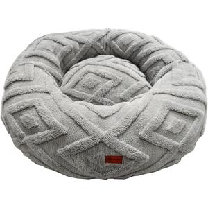ShinHye Dog Bed for Small Dogs & Cats, Washable Calming Round Pet Bed with Non-Slip Bottom, Soft Indoor Puppy Bed(LX-Grey-20x20)