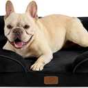 Bedsure Orthopedic Dog Bed for Medium Dogs - Waterproof Dog Sofa Beds Medium, Supportive Foam Pet Couch Bed with Removable Washable Cover, Waterproof Lining and Nonskid Bottom, Black, 28.0"L x 23.0"W x 6.5"Th