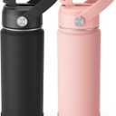 Fimibuke Kids Insulated Water Bottle, 18oz BPA FREE Kids Cups with Straw Double Wall Vacuum Tumbler 18/8 Stainless Steel Leak Proof Toddler Water Bottle for School Boys Girls (2 Pack, Midnight Rose)